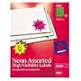 Round Label, Laser, 2-1/4" Diameter, Assorted Neon Colors, 180/Pack AVE5995