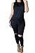 Women's 1PC Trendy Jumpsuit Sleeveless Broken Hole Waisted Club Long Romper Outfit, Large, Black