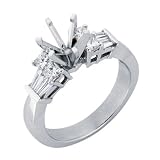 14K White Gold 0.7cttw Baguette Diamond Semi Mount Engagement Ring