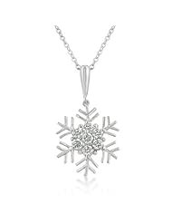 Alexander James White Gold Rhodium Bonded Snowflake Inspired Pendant with a Cluster of Round Cut Clear Cubic Zirconia Accents in a Silvertone