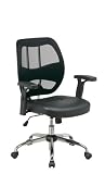 Office Star Screen Back and Leather Seat Chair with Chrome Finish