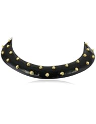 Kenneth Jay Lane Black Enamel and Gold Dots Bib Necklace