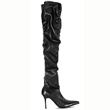 3.75 Inch Women's Sexy Thigh High Boot High Heel Single Sole Scrunch Boot
