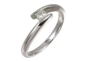 9ct White Gold Diamond Single Stone Princess Cut Twist Ladies Ring