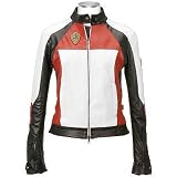 Forzieri Black & White Italian Leather Motorcycle-style Zippered Jacket