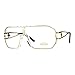 Mens Clear Lens Eyeglasses Gold Rectangular Shield Metal Frame UV 400