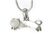 White Gold Plating Mother of Faux Pearl Cat Pendant Fashion Necklace