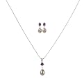 Sterling Silver Pearl/Amethyst Pend Neckl & Earrings White - 18"