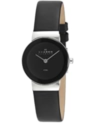 Skagen Klassik Womens Two-Hand Leather Watch - Black 358Sslb