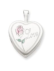 Genuine .925 Sterling Silver 16mm Enameled & D/C Love Heart Locket. 100% Satisfaction Guaranteed.