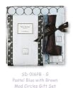SwaddleDesigns Swaddle Designs Baby Gift Set with Swaddling Blanket,Baby Lovie and Set of Burpies in Clear Plastic Box-Blue Mod Circles