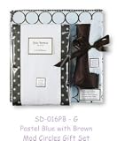 SwaddleDesigns Swaddle Designs Baby Gift Set with Swaddling Blanket,Baby Lovie and Set of Burpies in Clear Plastic Box-Blue Mod Circles