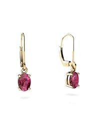 Genuine Pink Tourmaline 14kt Yellow Gold Lever Back Earrings