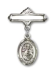 Sterling Silver Baby Badge with St. John the Apostle Charm and Polished Badge Pin