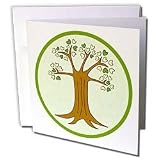 Janna Salak Designs Nature and Spirituality - Round Tree of Life Green and Brown - Greeting Cards-12 Greeting Cards with envelopes