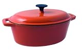 Oval Casserole Dish 200mm(d) x 100mm(h) x 280mm(w) Orange - Enamelled Cast Iron