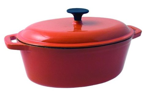 Oval Casserole Dish 250mm(d) x 120mm(h) x 350mm(w) Orange - Enamelled Cast Iron