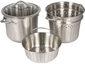 Calphalon Contemporary Stainless 8-Quart Pot with Glass Lid and 2 Inserts