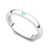 18k White Gold Bezel set Aquamarine Band Ring