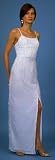 Fitted Silk Gown in White w/Hand Beading