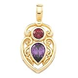 14K Yellow Gold Amethyst and Mozambique Garnet Pendant