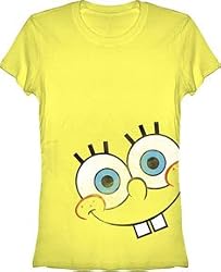 Spongebob Square Pants Portrait Vintage Juniors Yellow T-shirt Tee