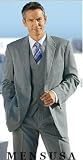 High Quality Clowdy Mid Gray 2 Button Vested 100% Wool Mens Suits Notch lapel Vent