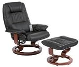 Napoli Recliner Black Massage Heat Chair And Foot Stool