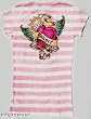 Ankh Royalty Pink White Stripe Crystalled Crown Roses Wings Heart Amore Short Sleeve Tee Shirt
