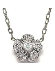 14k Solid Gold Diamond Mid size Daisy Necklace (0.20.ct.tw.)