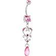 Passion Pink Gem Victorian Beaded Heart Dangle Belly Ring