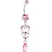 Passion Pink Gem Victorian Beaded Heart Dangle Belly Ring