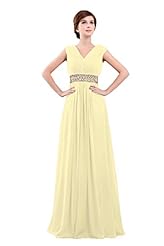 V-neck Chiffon Prom Dress  with a Brush/Sweep Train 