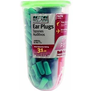MSA Safety Works 10087625 Foam Ear Plugs, Orange and Green, 80-Pairs