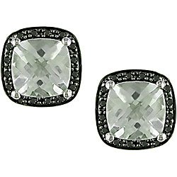 10k Gold 1 6ct TDW Black Diamond  Amethyst Earrings by Amour