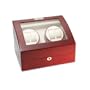 Burgundy Wood Finish Quad Automatic Watch Winder With 6 Additional Watch Storage Spaces, Two Turntable With 4 Program Settings.