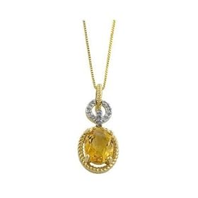 14K Yellow Gold Oval Shaped Citrine Necklace by Katarina Jewelry