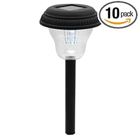 Moonrays 91225 Verona Style Solar Powered Plastic Path Light, Black, 10 Pack