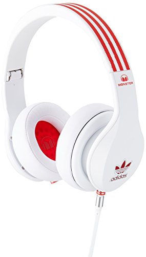 adidas Originals by Monster Over-Ear Headphones Limited Edition with Apple ControlTalk Handsfree Mic and Music Controls (White and Red)