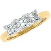 14K Yellow Gold Three 3 Stone Princess Anniversary Band Ring