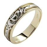 Ladies Gold Diamond Set Celtic and Claddagh Wedding Band - Yellow Gold