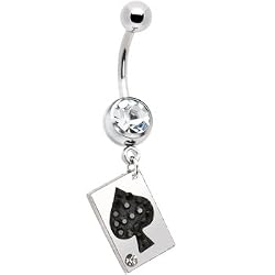Playing Card Black Spade Belly Ring