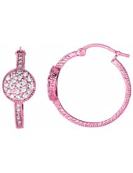 0.77 Carat Diamond Cluster Style Hoop Earrings 14K Pink Gold