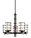 Forecast F154068NV Hollywood Hills 5 Light Single Tier Chandelier in Deep Bronze with Etched White Opal glass