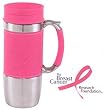 Trudeau Boardroom 16-Ounce Travel Mug, Breast Cancer Awareness, Pink