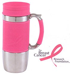 Trudeau Boardroom 16-Ounce Travel Mug, Breast Cancer Awareness, Pink