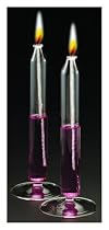 Glass Oil Candle no holder necessary Taper Candle 10" pair