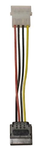 SYBA 8-Inch Molex 4-pin Male to 15-pin SATA Power Cable SY-PWCB-SATA
