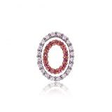 14K TT Gold 2 Piece Oval Pendant w Pink Topaz & Diamond