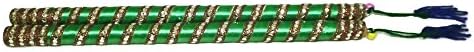 Trinkets Wooden Dandiya Navratri Festival Decorative Satin Fabric Garba Dance Sticks 1 Pair